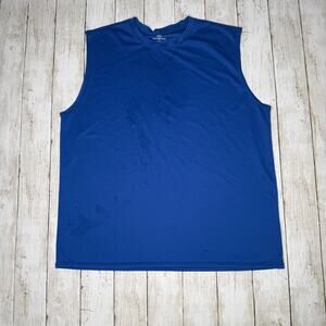 Real Essentials Mens Blue Athletic Sports V-Neck Sleeveless Tank Top Size XL
